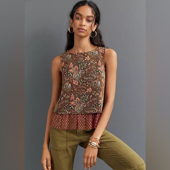 Anthropologie Tops - Eva Franco Anthropologie Jacquard Sleeveless Top XL
